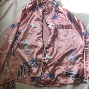 silk button up pj top